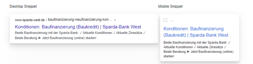 Beispiel für SEO-optimiertes Snippet